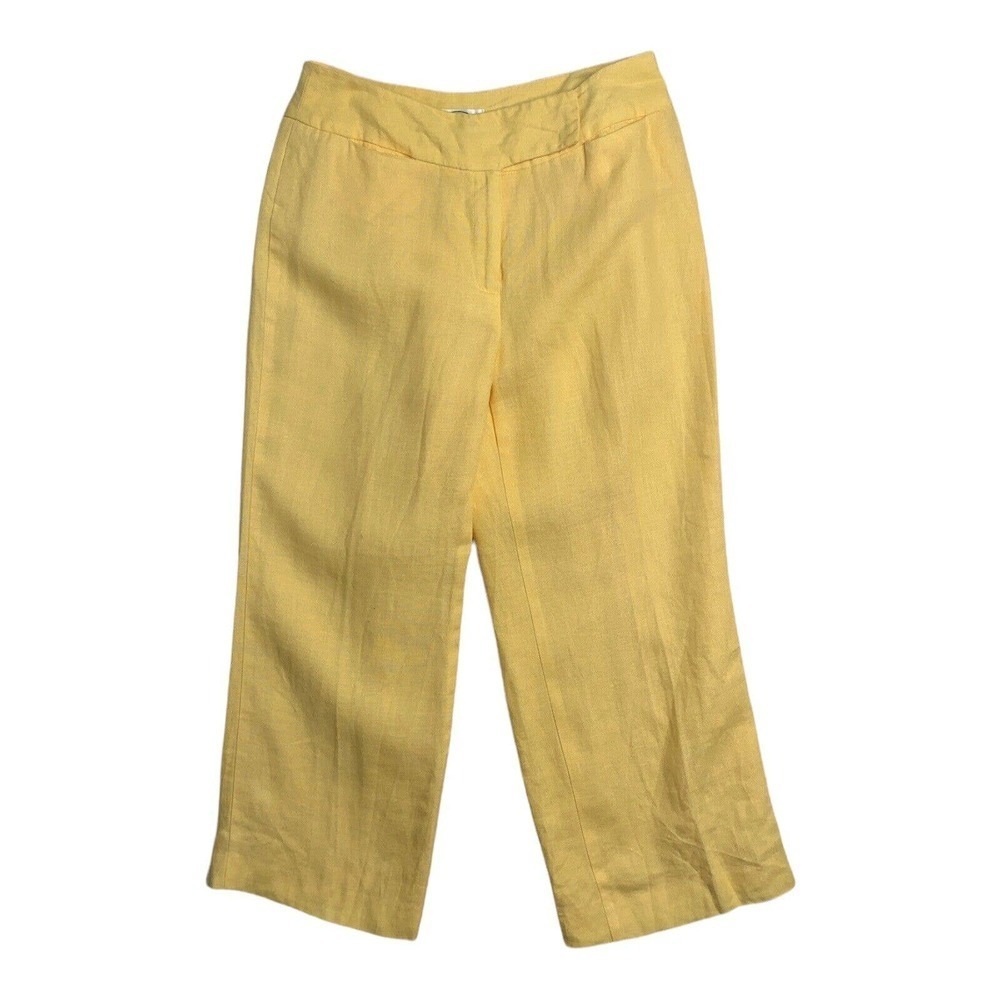 Yellow Women's Wide-Leg Linen Pants